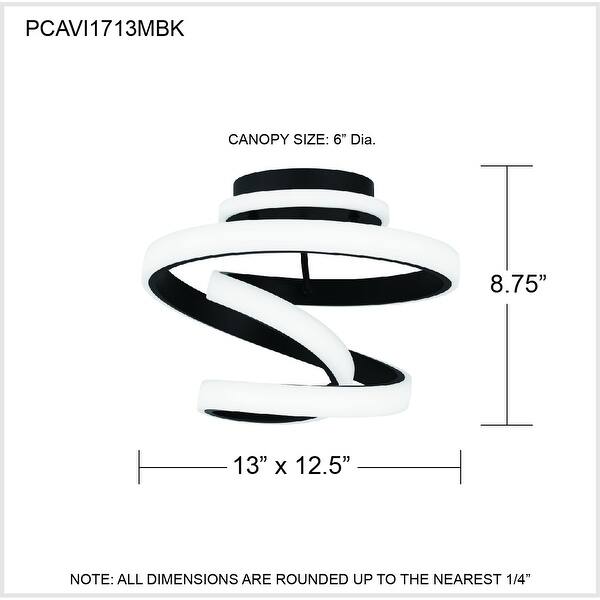 Aviva Integrated LED Matte Black Semi-Flush Mount - Matte Black