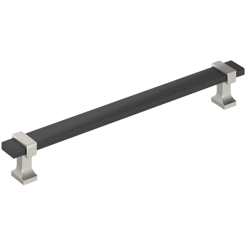 Amerock BP37081 Overton 7-9/16" Center to Center Bar Cabinet Pull - Brushed Matte Black / Satin Nickel