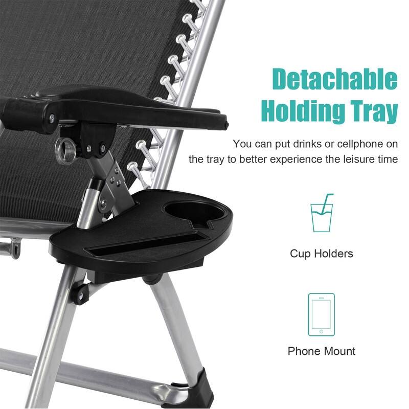 Patio Single Folding Zero Gravity Chair with Cushions