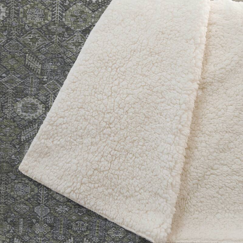 Premium Machine Washable Boho Moroccan Sherpa Throw Blanket