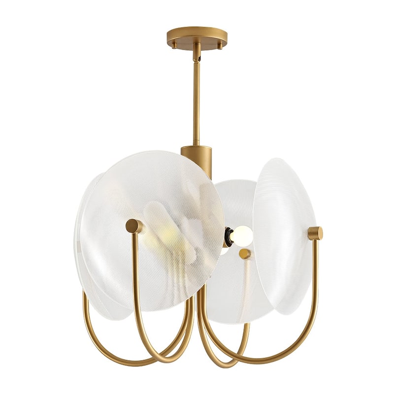 Designer 4-Light White Glass Disc Sphere Sputnik Chandelier 20in