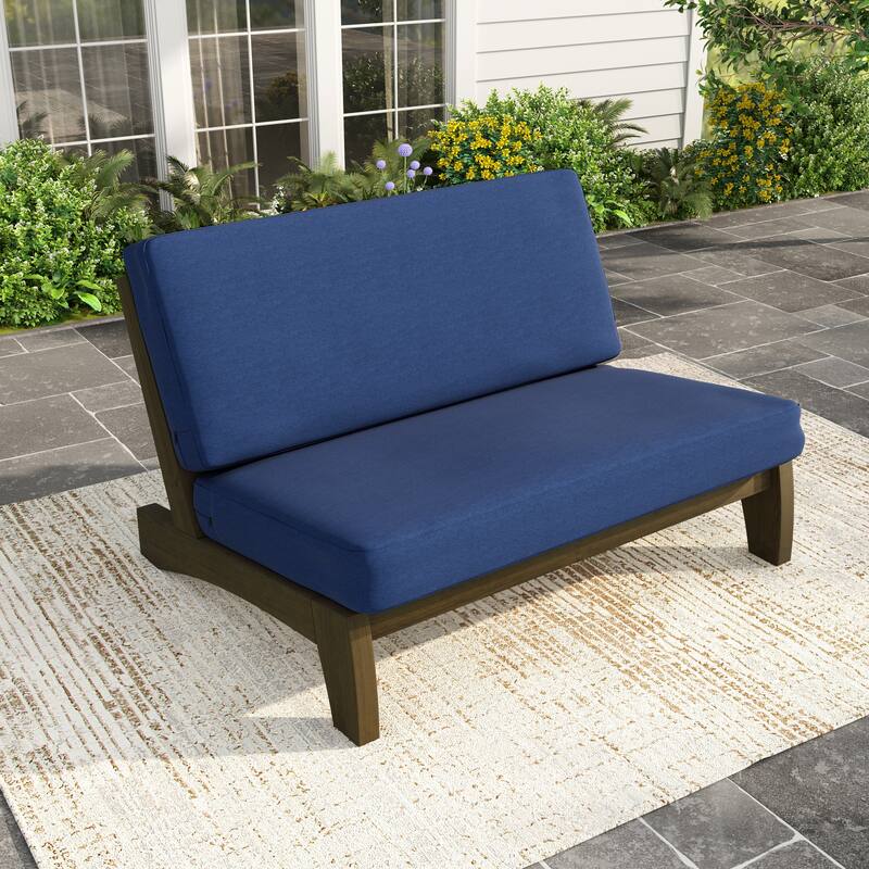 Patio Teak Wood Outdoor Loveseat with Cushion