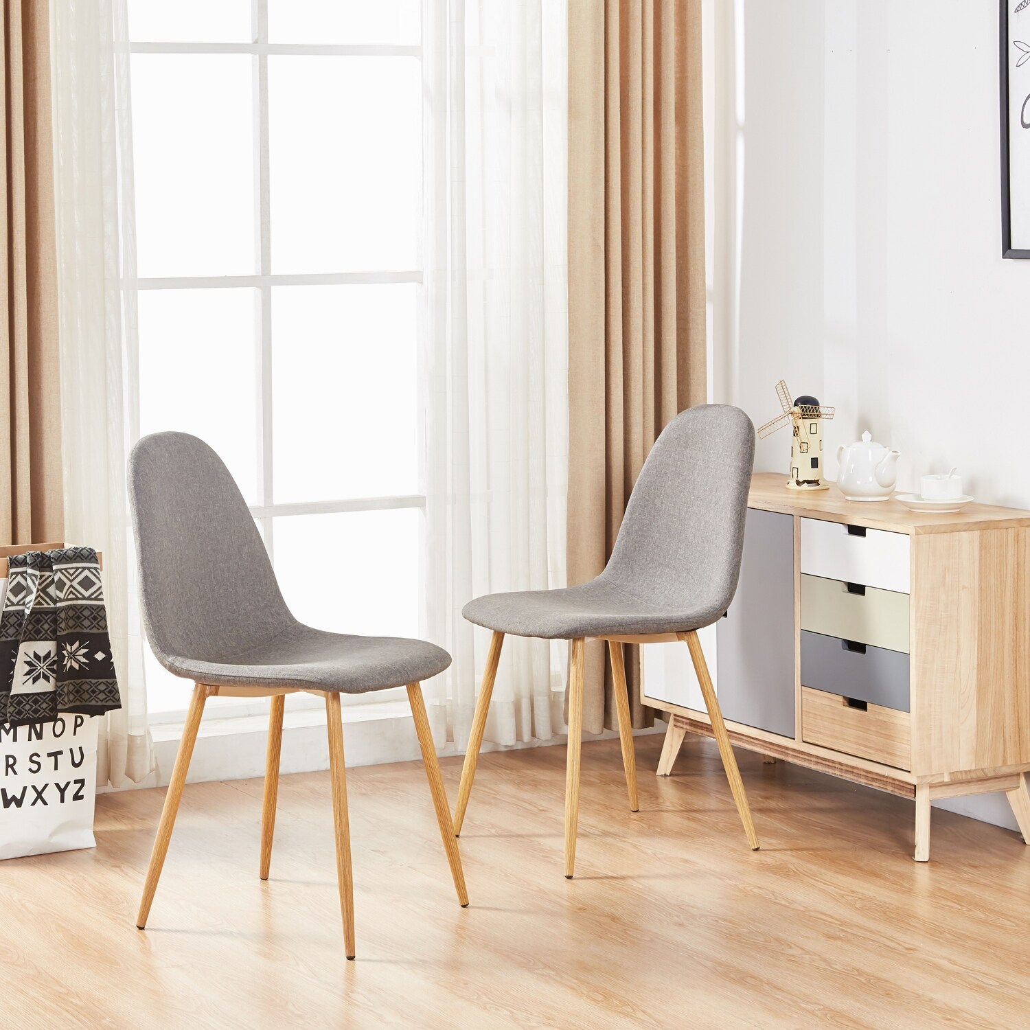 Shop Mcombo Dining Side Chairs Strong Metal Legs Fabric Cushion