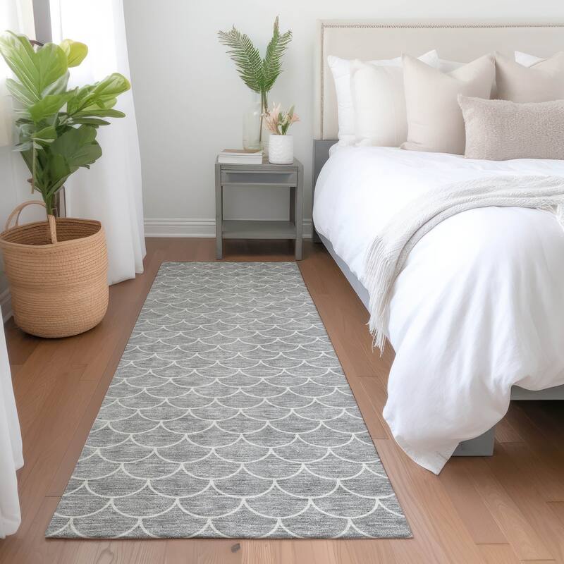 Premium Washable Super Soft Geo Scallops Mayfield Rug - Gray - 2'3" x 7'6"