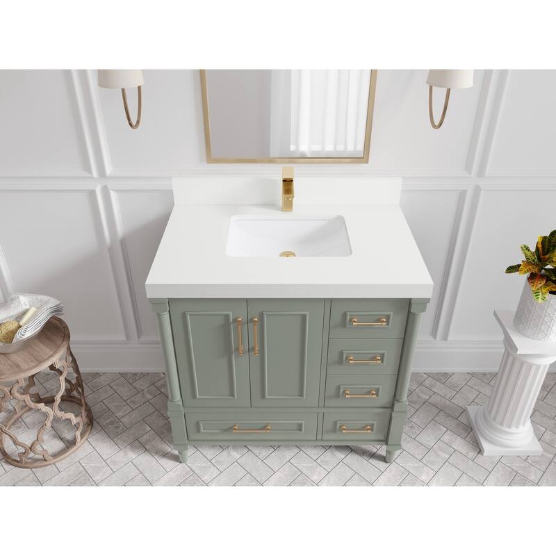 Willow Collections 36 in. W x 22 in. D Aberdeen Center Sink Left Bathroom Vanity with Countertop