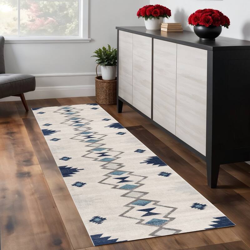 HomeRoots Southwestern Contemporary Square Area Rug - 84.00 in. x 27.00 in.  x 0.40 in.