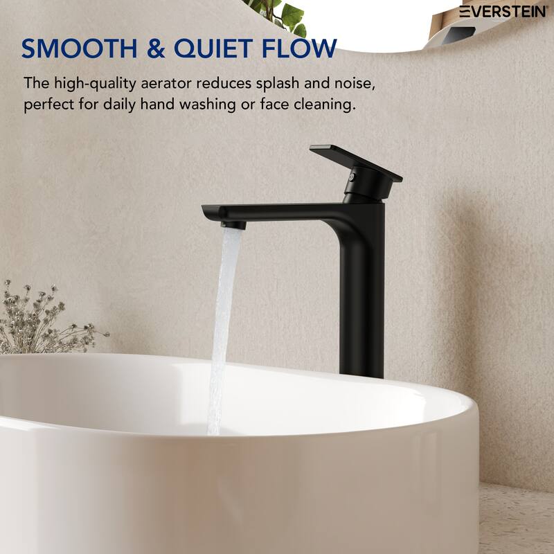 12" Height Bathroom Faucet, Single Handle Single Hole Sink Faucet Matte Black Spot Resistant