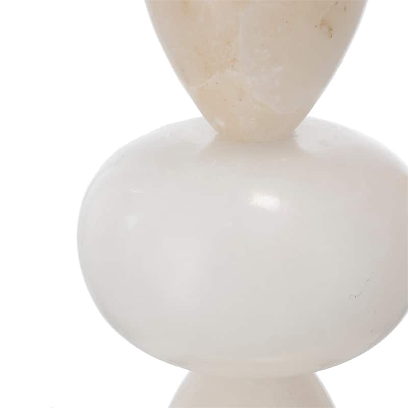 D14x26.3" White and Gold Three Tiered Round Table Lamp with Drum Shade