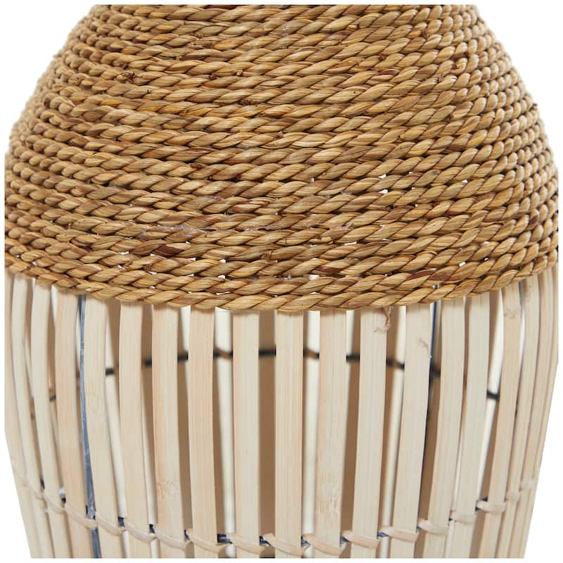 Seagrass Handmade Wrapped Tall Floor Vase with Cream Slatted or Mosaic Bamboo Center - Brown - Roche River Decor