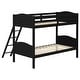 preview thumbnail 6 of 4, Elegant Twin over Twin Bunk Bed with Camelback Headboard, Angled Ladder, Guardrails & Mission-Style Design, Black