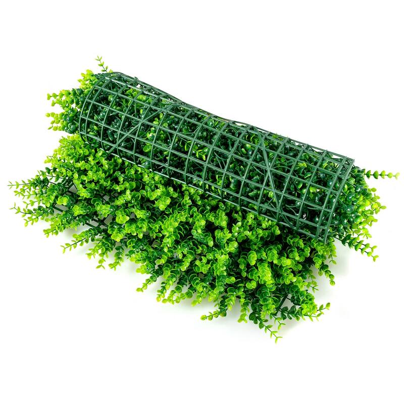 Gymax 12PCS 16x24inch Artificial Eucalyptus Hedge Plant Privacy Fence