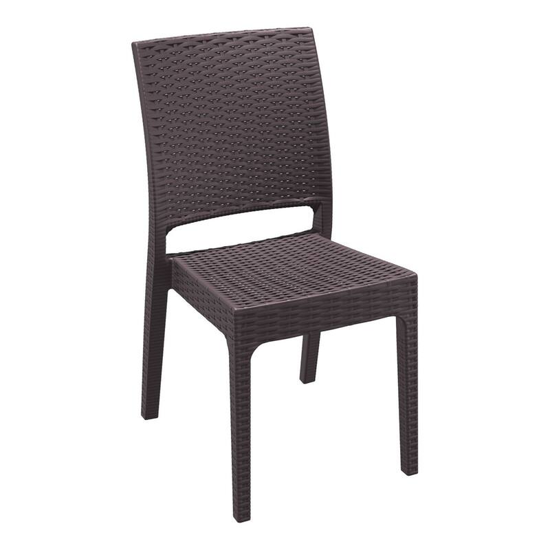 34" Brown Patio Wickerlook Stackable Dining Chair