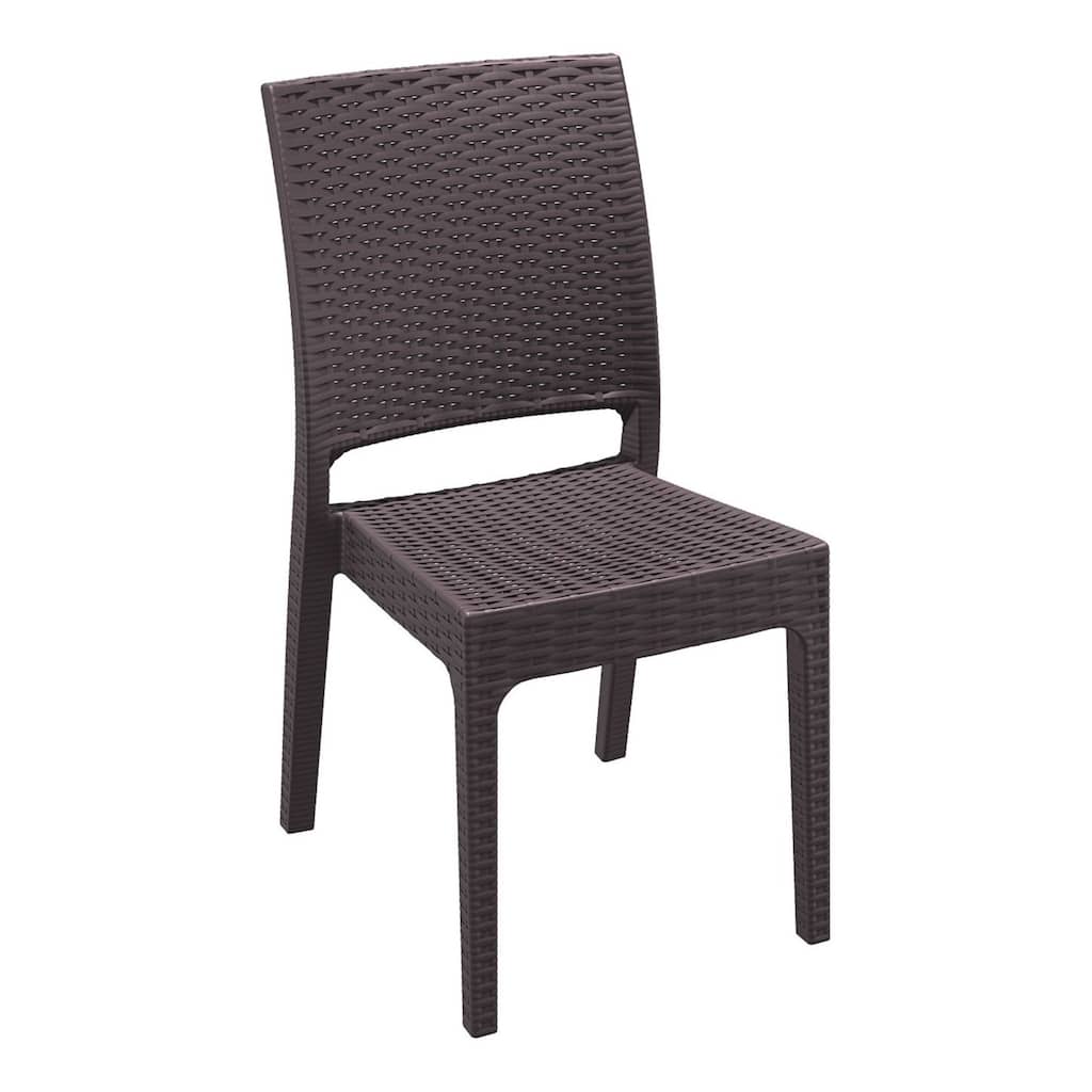 34" Brown Patio Wickerlook Stackable Dining Chair