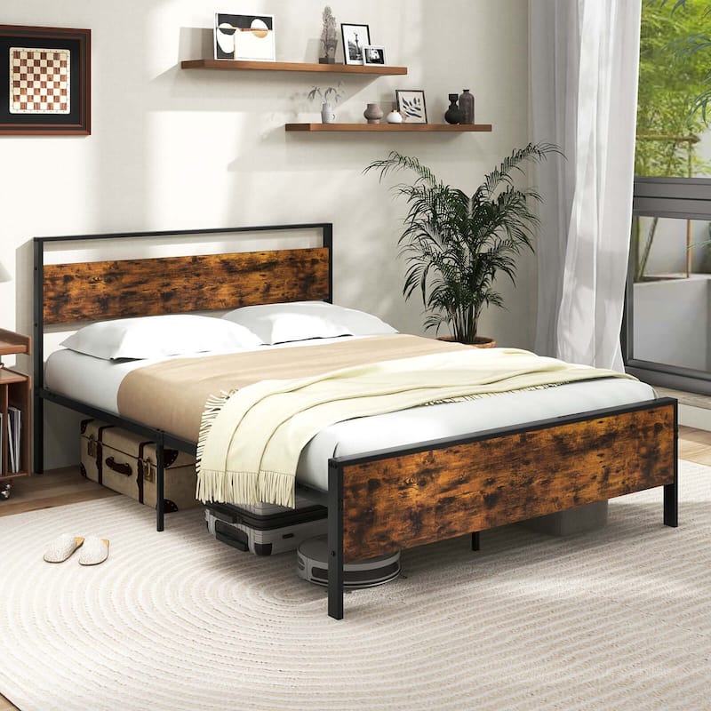 Costway Twin/Full/Queen/King Size Bed Frame with Wooden Headboard and