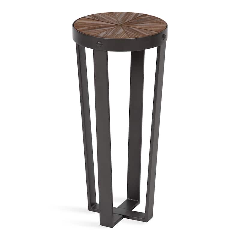 Kate and Laurel Gerhardt Round Side Table - 20x20x18.5 - 10x10x22 - Rustic Brown