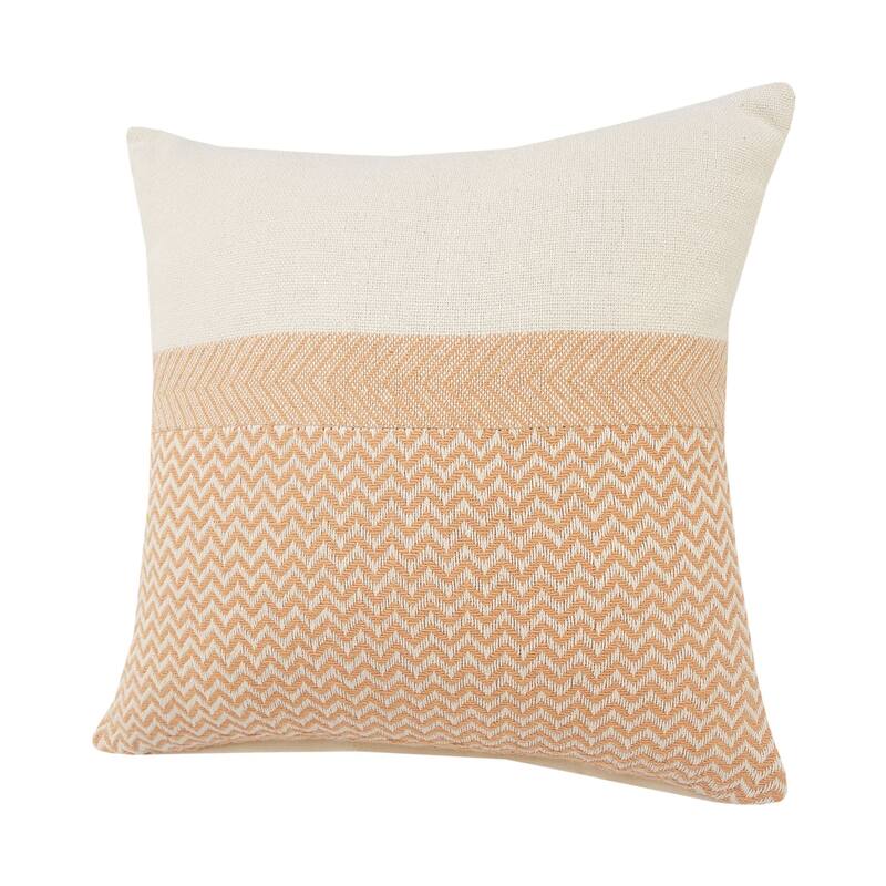 18" Orange and White Chevron Square Throw Pillow