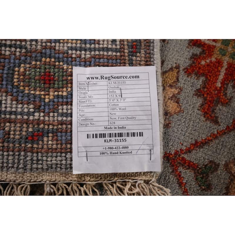 Oushak Indian Accent Rug Handmade Floral Wool Carpet - 3'0"x 5'0"