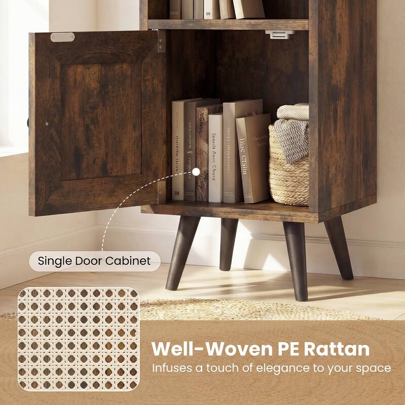 Gymax 6-Tier Tall Narrow Bookcase w/ Adjustable Shelf & Boho Style