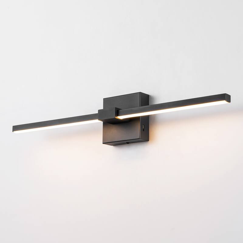 1-Light 23.6" Modern Linear Black Bathroom Vanity Light Integrated LED Color-Changing Lighting Fixtures Over Mirror