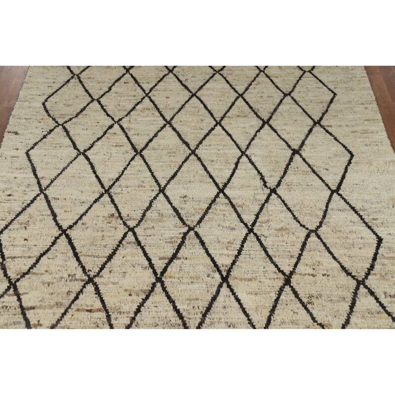 Trellis Moroccan Oriental Area Rug Handmade Wool Carpet - 6'7" x 10'0"
