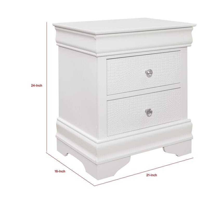 Crisp White 2 Drawer 21 in. W Nightstand with Sturdy Hardware and Ample Storage