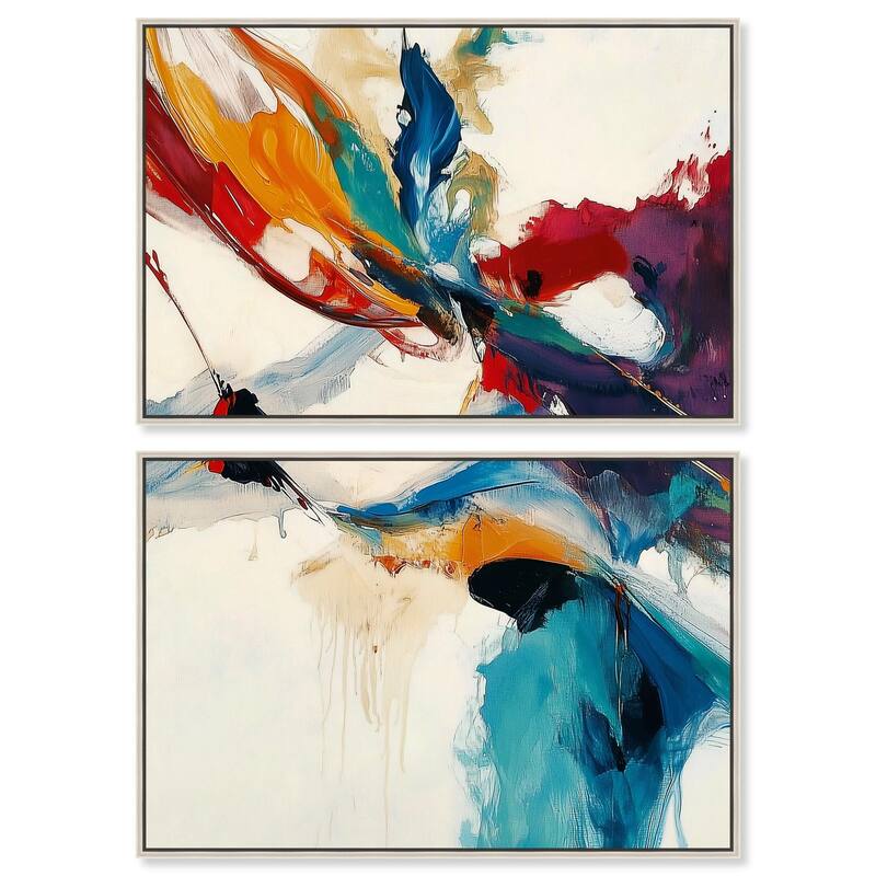 Vibrant Palette III Canvas Set of 2 by Art Remedy - 15" x 10" - Silver