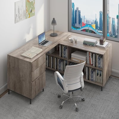 Mixoy Home Office Computer Corner Desk,L Shaped Executive Desk,Modern Reversible Study Table