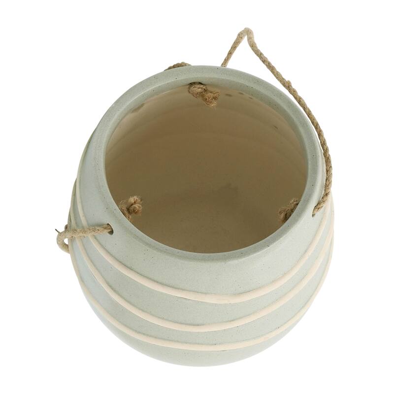 Sagebrook Home Neutral Textured Ceramic Hanging Planter