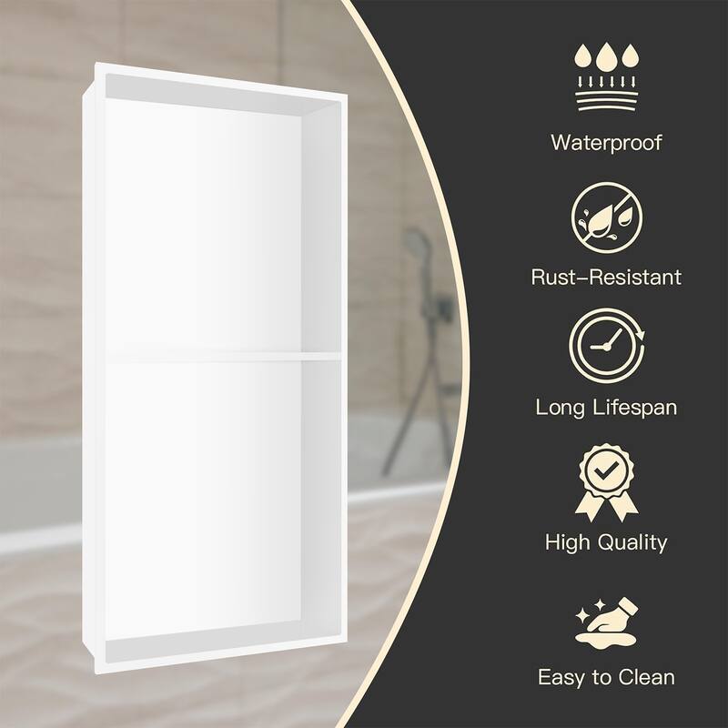 WIZ 12-inch W x 24-inch H x 4-inch D Stainless Steel Shower Niche