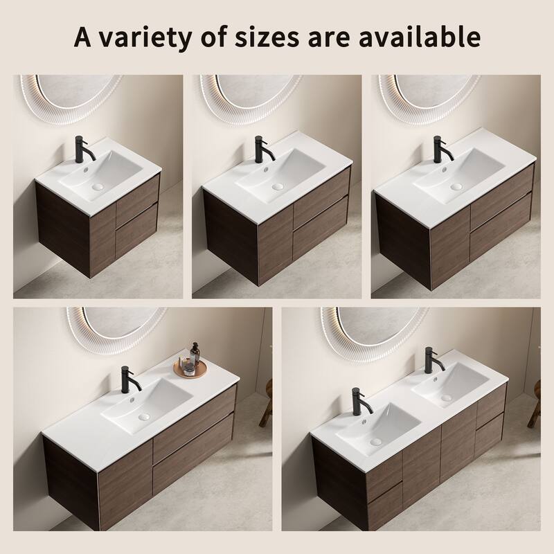 Double Bowl Ceramic Bathroom Sink - Thin Edge Vanity Basin, Dual Countertop Porcelain Wash Basin for Bathroom