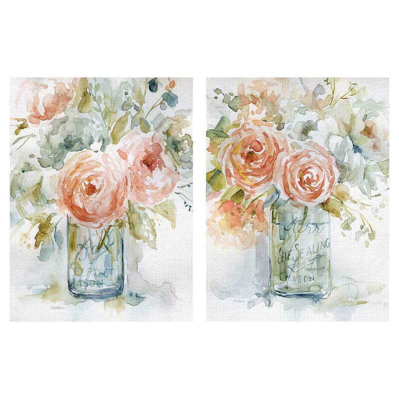 Cabbage Roses I, II by Carol Robinson Canvas Art Prints