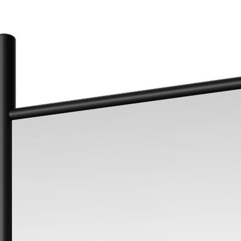 HomeRoots 63" Black Wood Leaning Ladder Framed Full Length Mirror - 23.62 in. x 62.99 in. x 1.18 in.