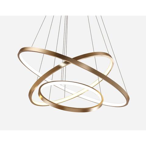 Modern Brushed Gold 3 Rings LED Pendant Light Fixture