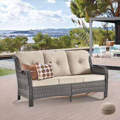 3 Seat Sofa Curved Outdoor Sofa-Wicker Outdoor Couch Outdoor Patio Couch