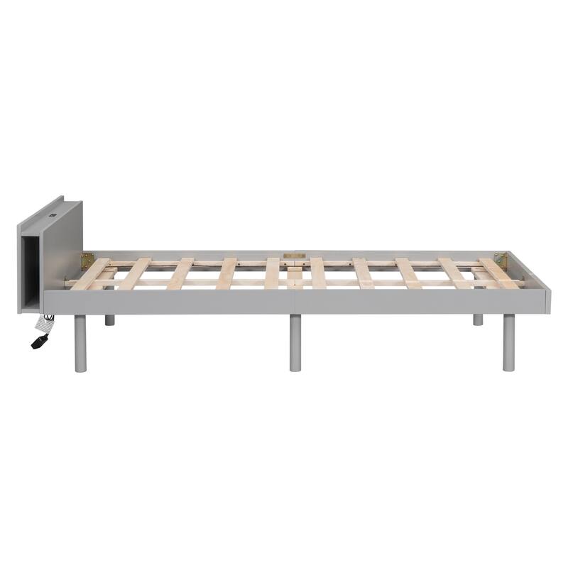 Twin Size Platform Bed Frame with Built-in USB port