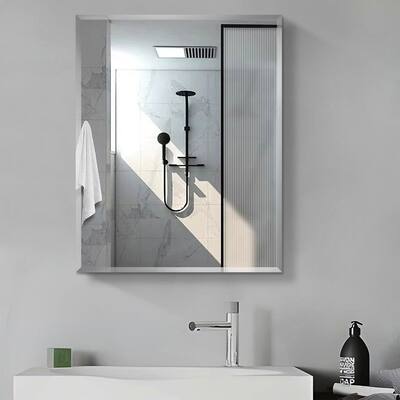 24 in. W x 30 in. H Rectangular Aluminum Medicine Cabinet with Mirror - 24" x 30"