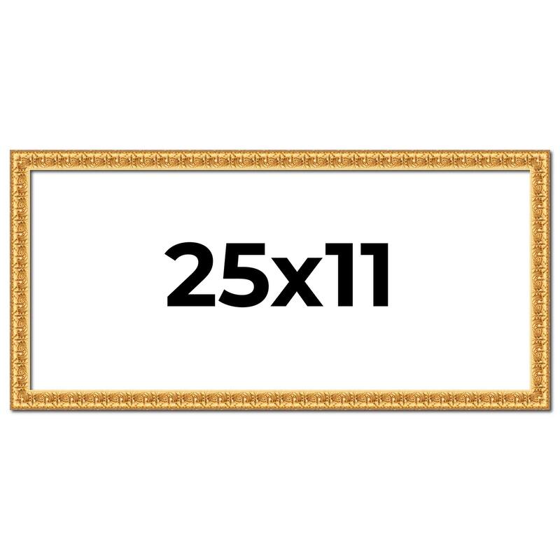 25x11 Frame Gold Real Wood Picture Frame Width 1 inches | Interior