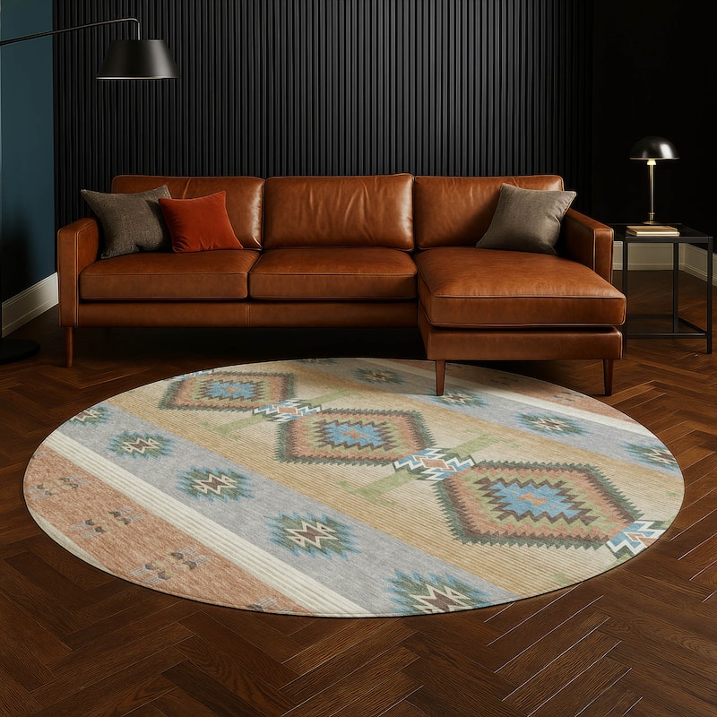 Machine Washable Indoor/ Outdoor Global Chennai Chantille Rug