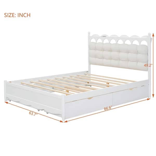 Chic Wooden Platform Bed with Dual Drawers and USB Ports for Optimal Functionality