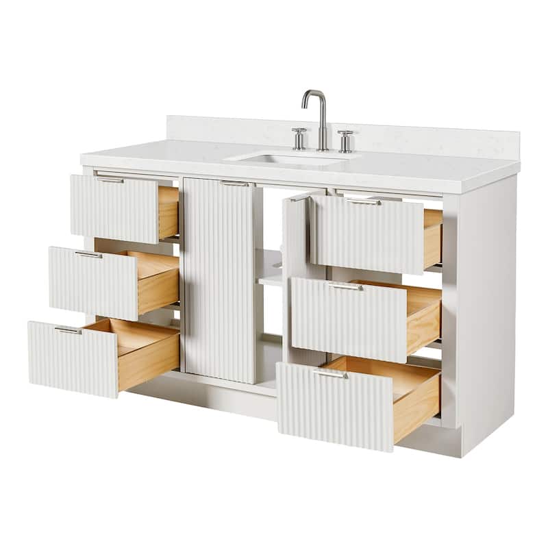 Ariel P60CQRVO Milan 60" Free Standing Single Basin Vanity Set with