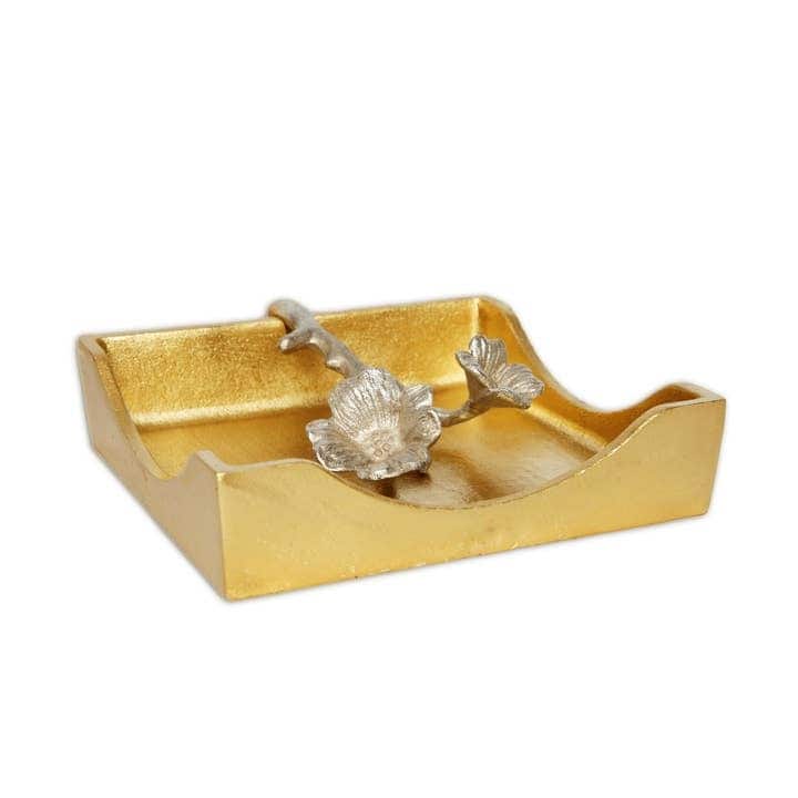 Alice Pazkus 7"D Gold Square Napkin Holder