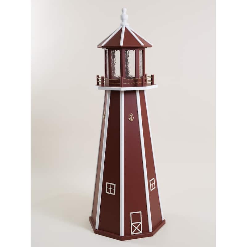 Wooden Lighthouse - 5 Foot - Red/White