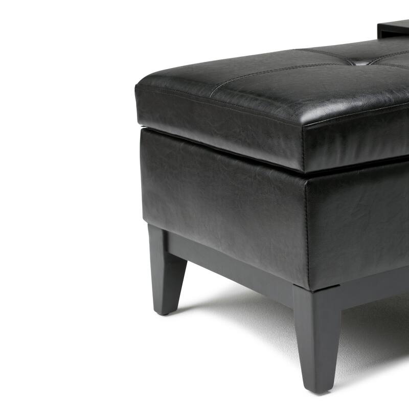Storage Ottoman Bench with Tray - Black