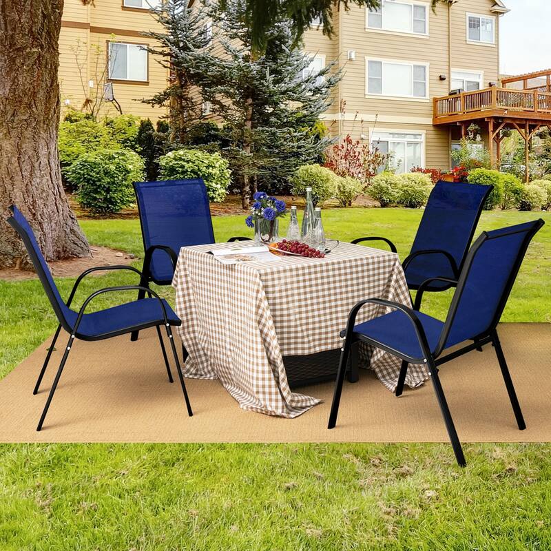Costway Set of 4 Patio Dining Chairs Stackable Armrest Space Saving - See Details