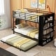 preview thumbnail 11 of 10, Metal Bunk Bed with Big Bookshelf and Trundle, Twin Size, Black