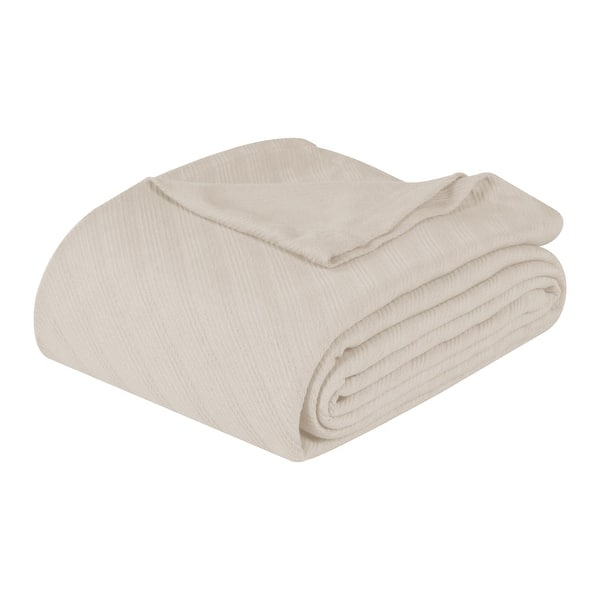 slide 2 of 10, Superior Milan Cotton Textured Striped Lightweight Woven Blanket California King - Ivory