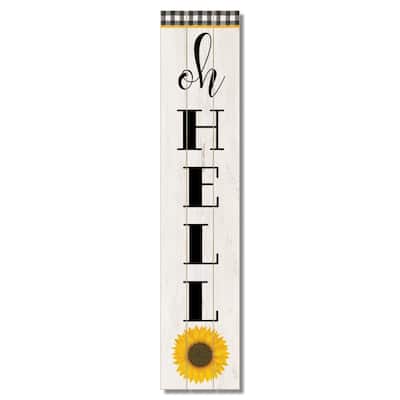 Oh Hello Vertical Decorative Indoor/Outdoor Pallet Wood Sign 36" by 7.5" Made in the USA