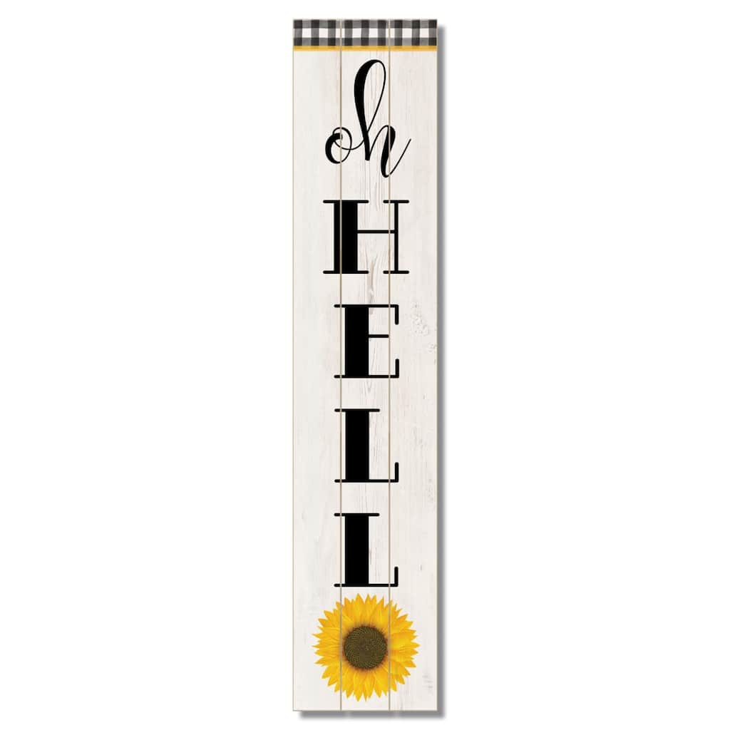 Oh Hello Vertical Decorative Indoor/Outdoor Pallet Wood Sign 36" by 7.5" Made in the USA