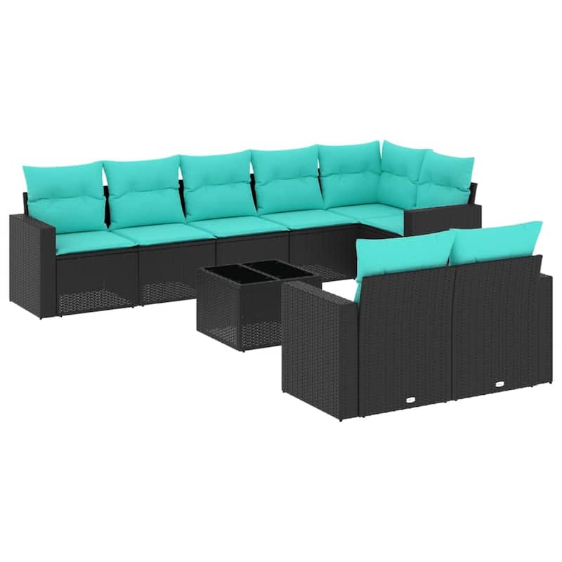 vidaXL Patio Sofa Set with Cushions Outdoor Conversation Furniture Poly Rattan