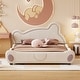 preview thumbnail 9 of 57, Velvet Platform Bed with Bear Shaped Headboard Beige - Queen